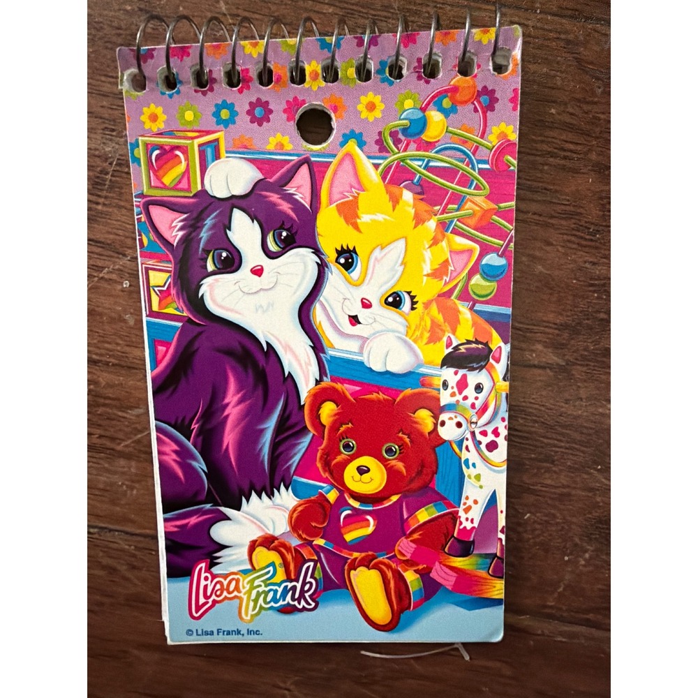 Vintage Lisa Frank Memo Book 963 Cats Bear Horse Spiral Notebook 3x5 38 Sheets